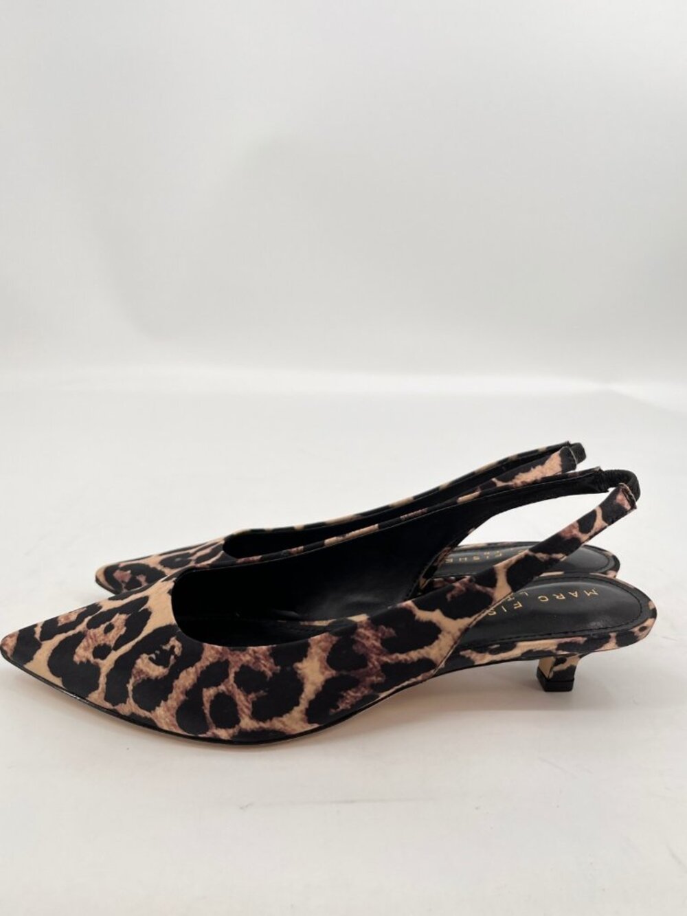 Marc Fisher Posey Slingback Pumps Leopard Size 7 Elastic Strap Kitten Heel - Picture 7 of 15